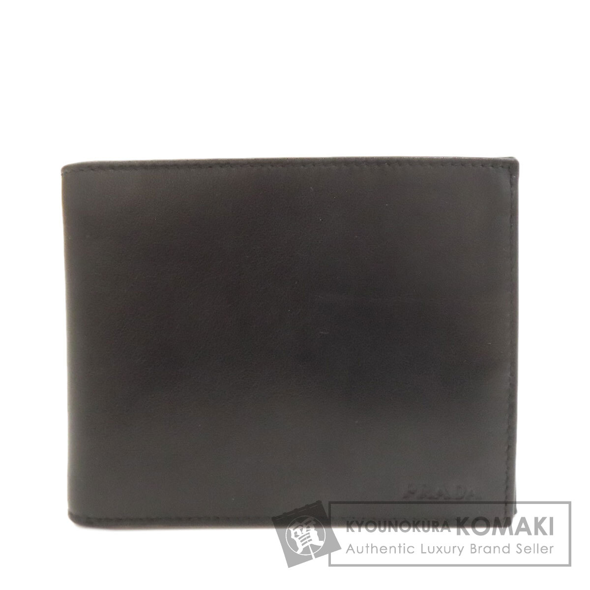 プラダ PRADA 2M0002  ロゴ  二つ折り財布（小銭入れあり） カーフ メンズ  中古 PRADA プラダ 2M0002 ロゴ 二つ折り財布（小銭入れあり） カーフ