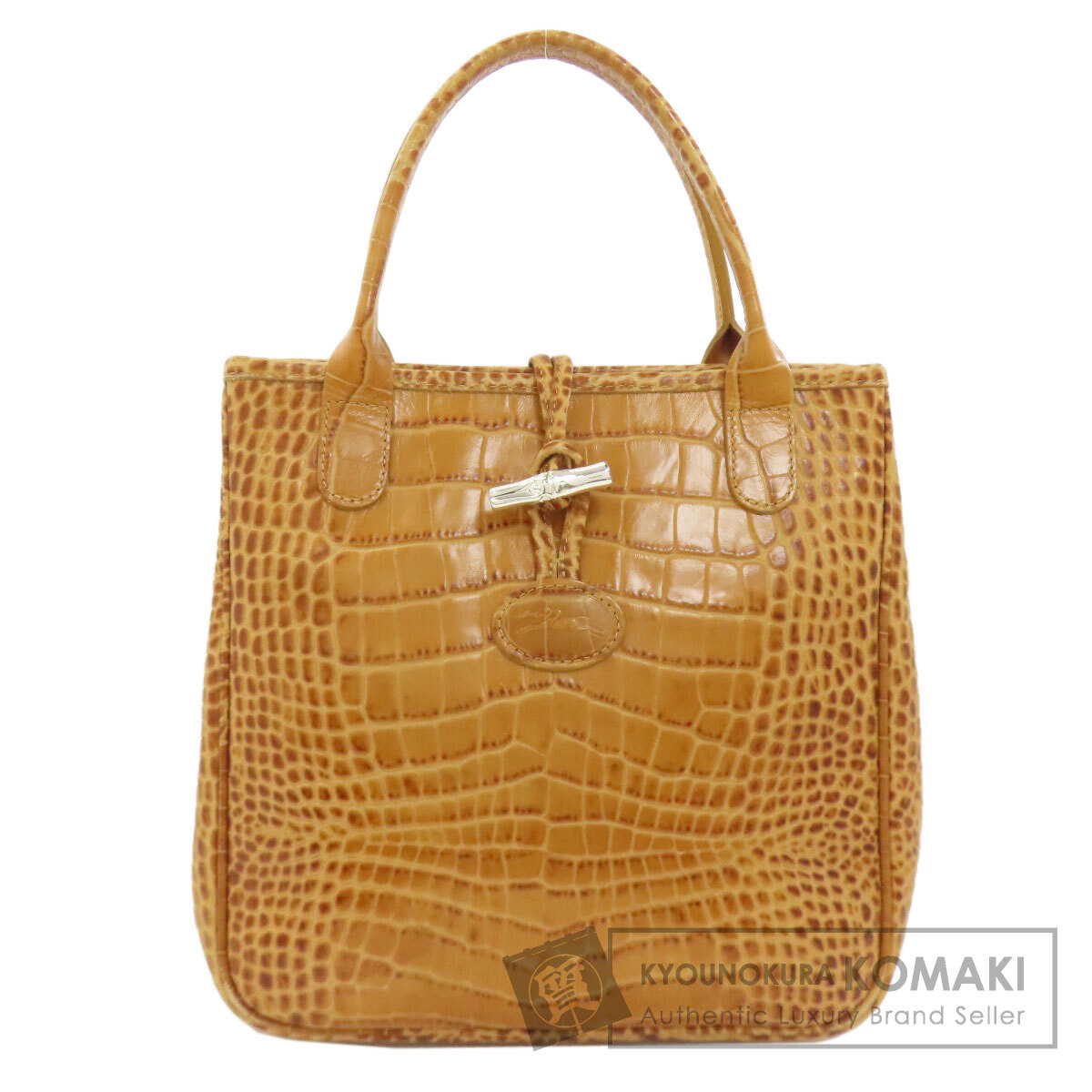 Longchamp ロンシャン 型押し ハンドバッグ レザー レディース [中古