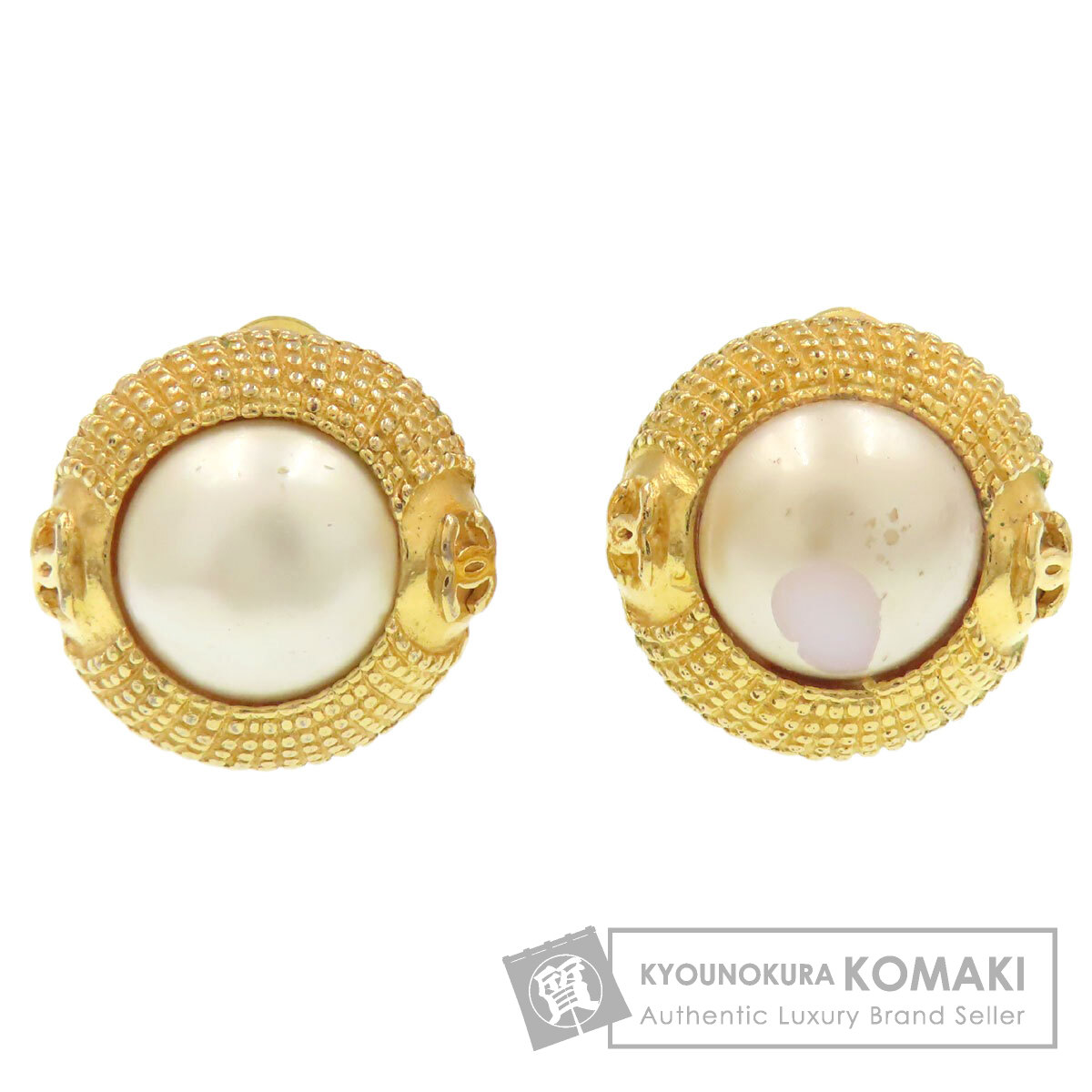 CHANEL シャネル フェイクパール ココマーク イヤリング 金属製