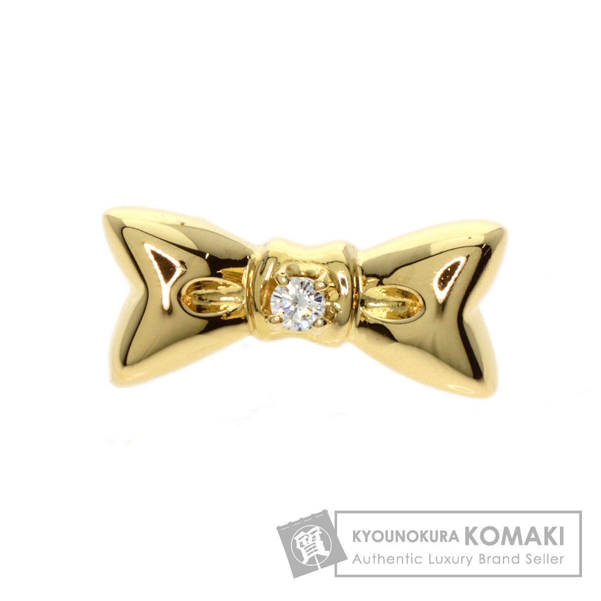 最終　ミキモト　リボンペンダントトップ　K18 MIKIMOTO】ミキモト『K18YG リボン ペンダント ネックレス』1