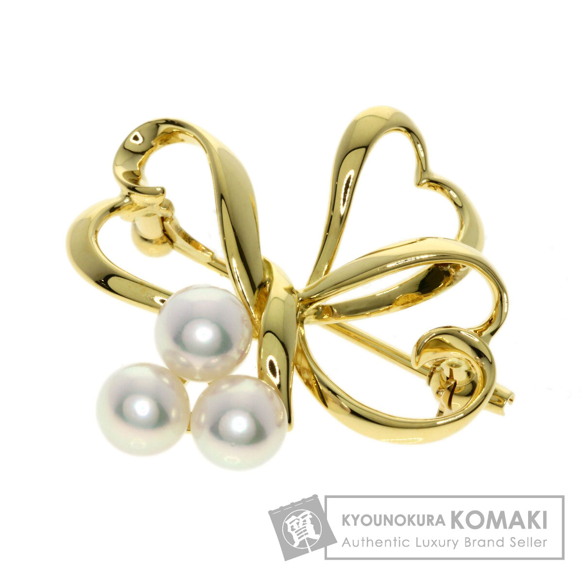 【未使用品】MIKIMOTO ミキモト パール　ブローチ　コサージュ　ハート MIKIMOTO ミキモト ハート パール 真珠 ブローチ K18イエローゴールド