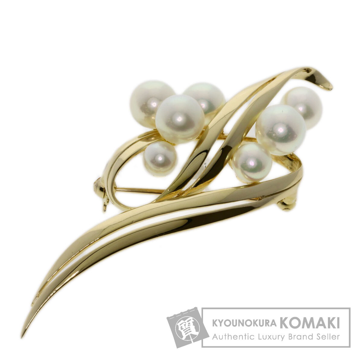 MIKIMOTO ミキモト パール 真珠 ブローチ K14イエローゴールド