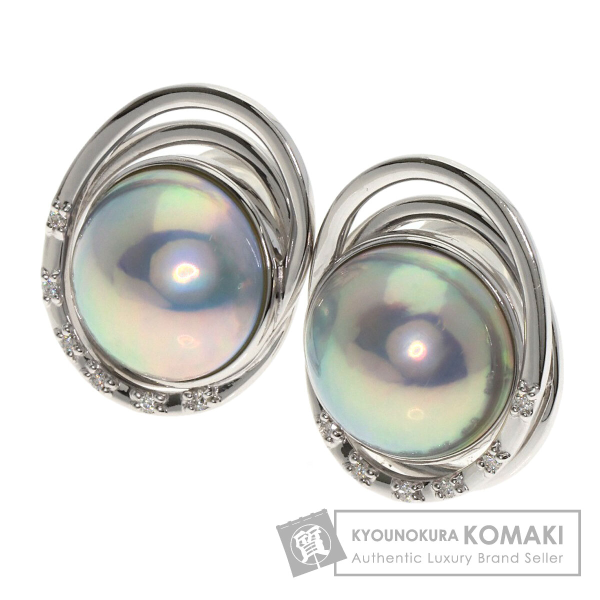タサキ TASAKI マベパール&アコヤパール ブローチ スターリングシルバー TASAKI タサキ マベパール 真珠 6P ダイヤモンド イヤリング K18