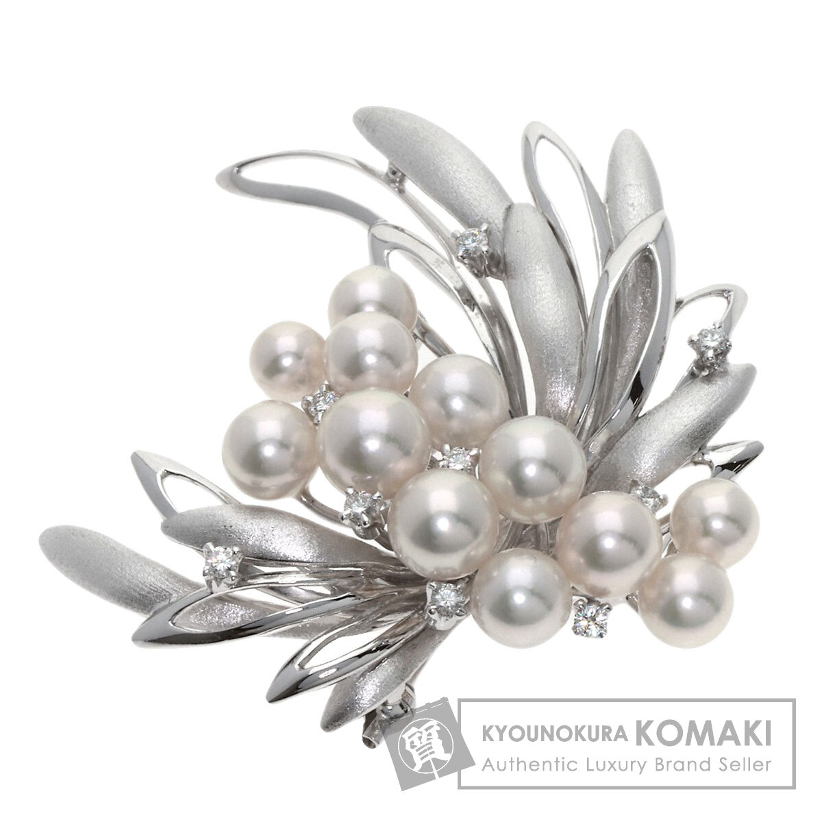 TASAKI タサキ パール 真珠 ダイヤモンド ブローチ K14ホワイト