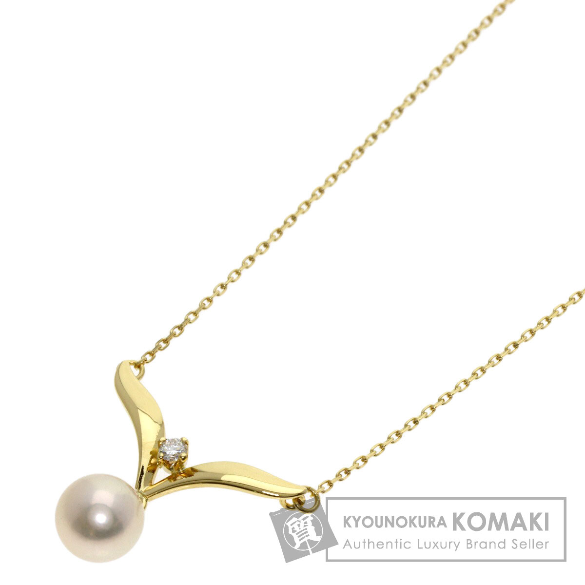 ○ミキモト ネックレスk18 1Pダイヤモンド MIKIMOTO ミキモト パール 真珠 1P ダイヤモンド ネックレス K18