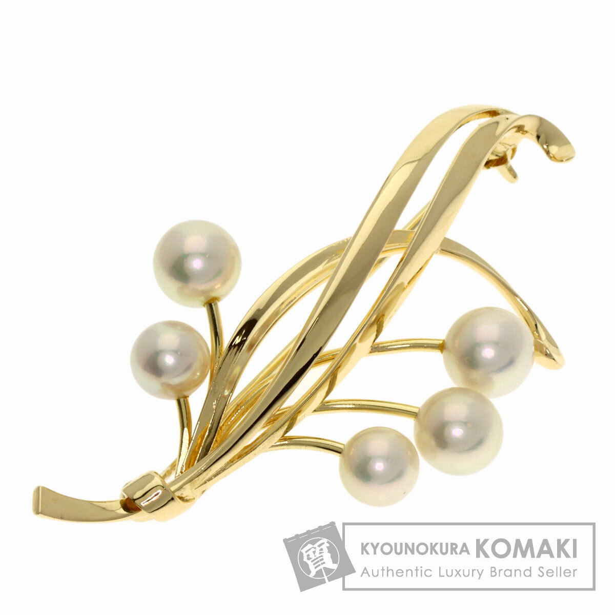 MIKIMOTO ミキモト パール 真珠 ブローチ K14イエローゴールド