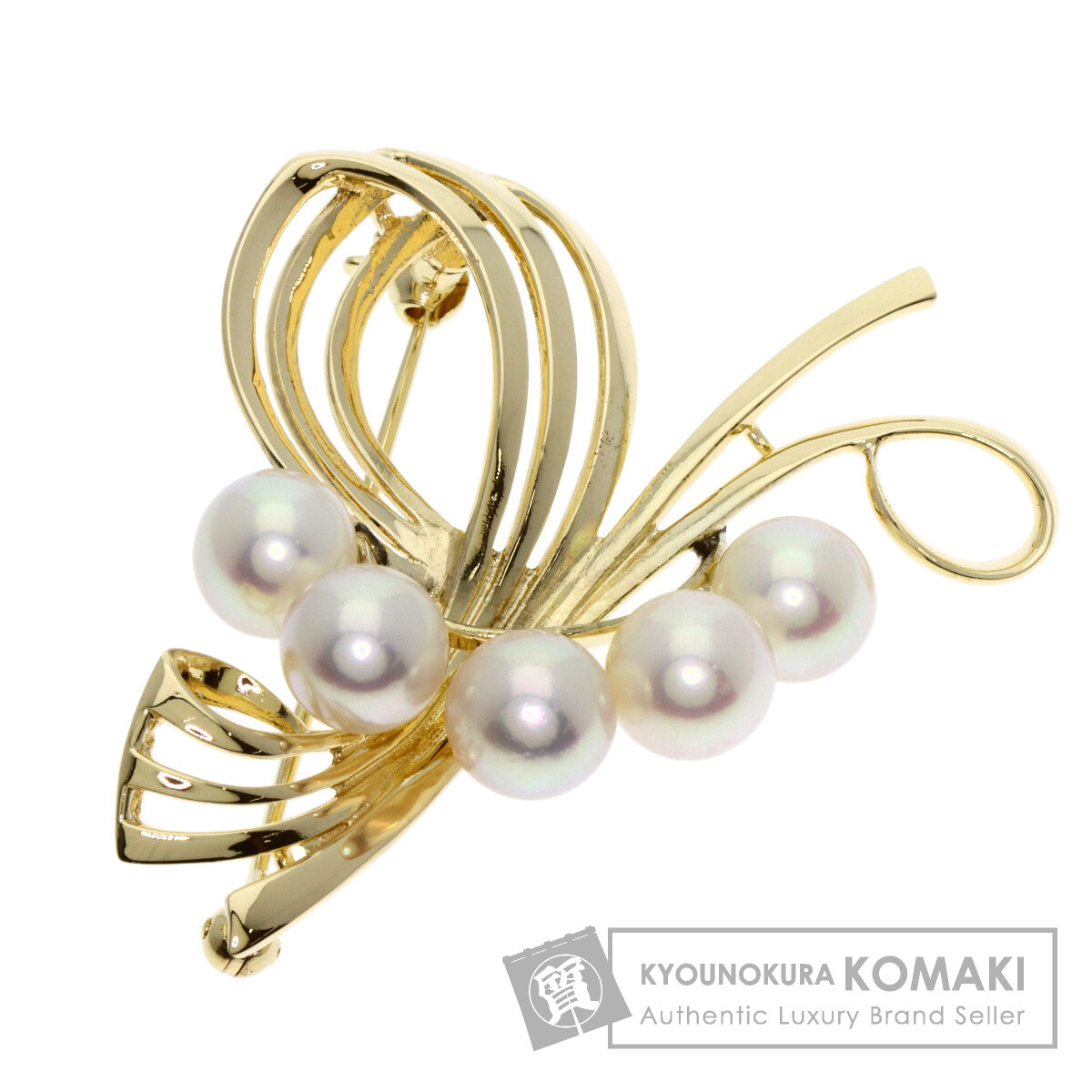 MIKIMOTO ミキモト パール 真珠 ブローチ K14イエローゴールド