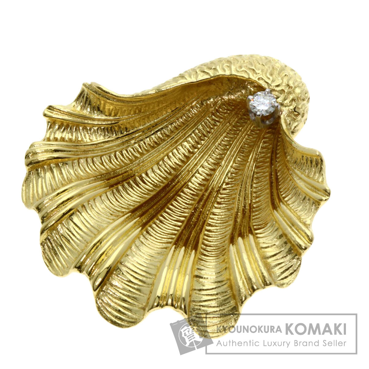 Tiffany & Co. ゴールドダイヤモンドブローチ TIFFANY&Co. ティファニー 貝モチーフ 1P ダイヤモンド ブローチ