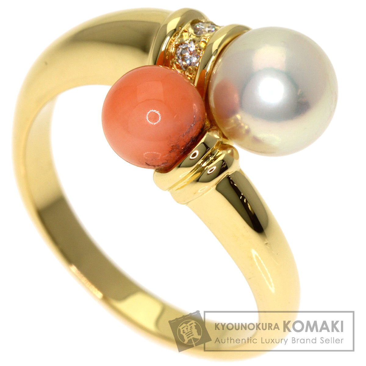 MIKIMOTO ミキモト パール 真珠 サンゴ 珊瑚 ダイヤモンド リング
