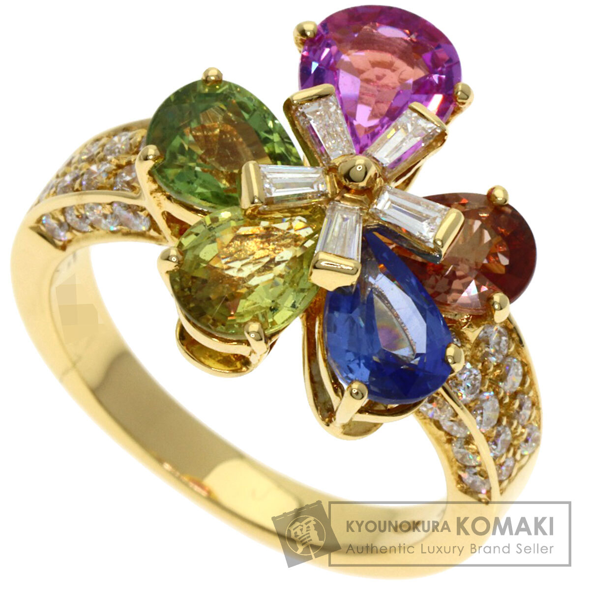 ブルガリ リング・指輪 フラワー コントレール マルチカラーサファイア ダイヤモンド