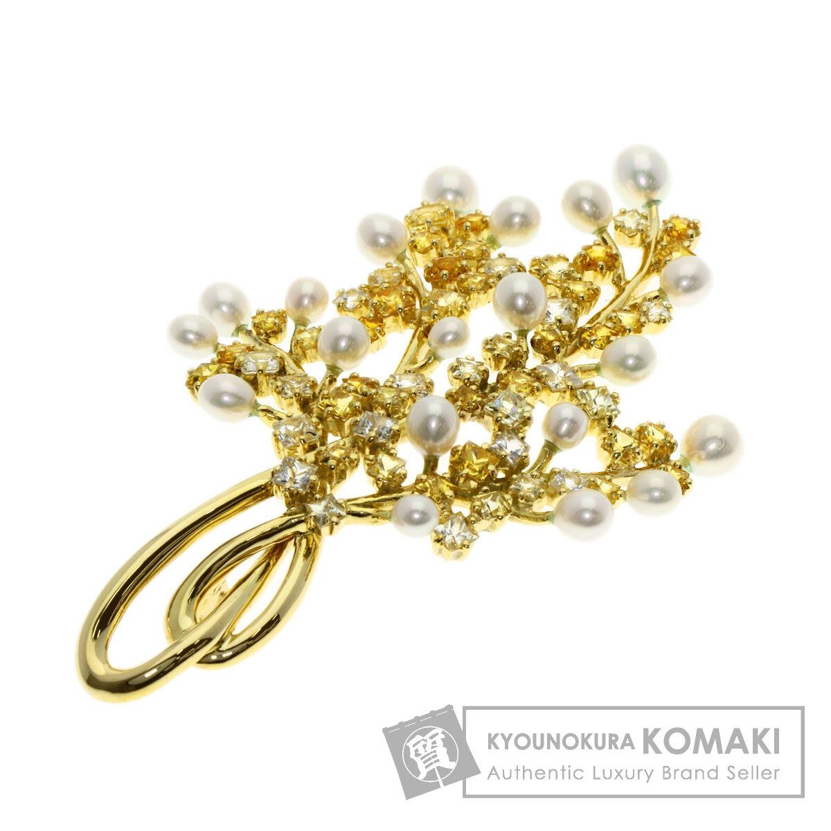 タサキ ブローチ パール 真珠 ゴールデンサファイア