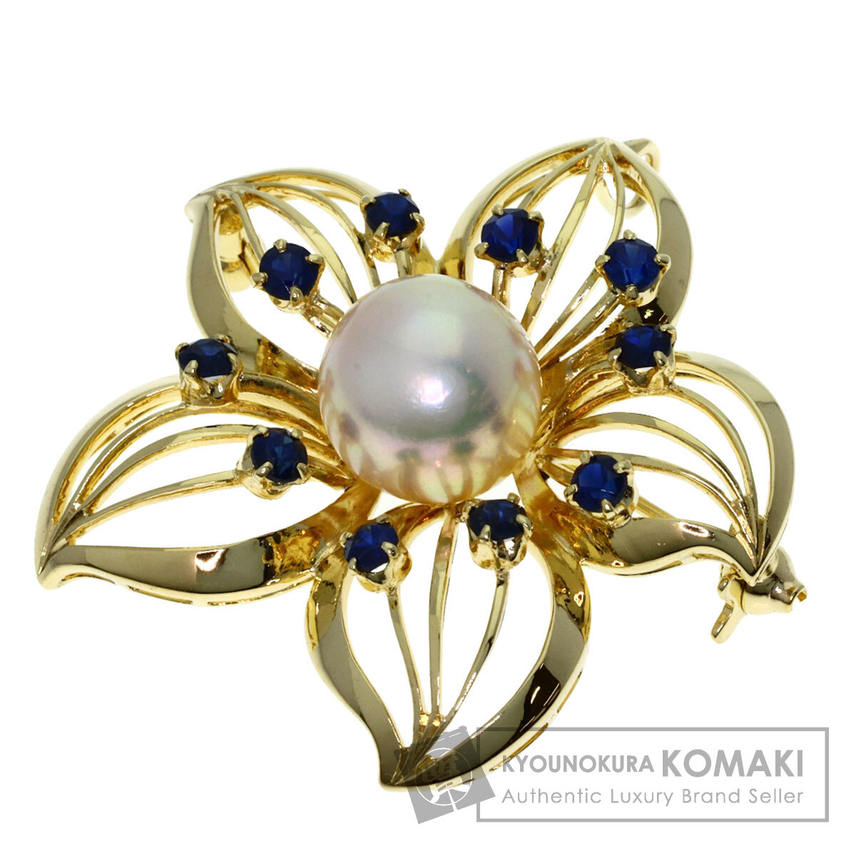 ミキモト ブローチ フラワーモチーフ パール 真珠 サファイア