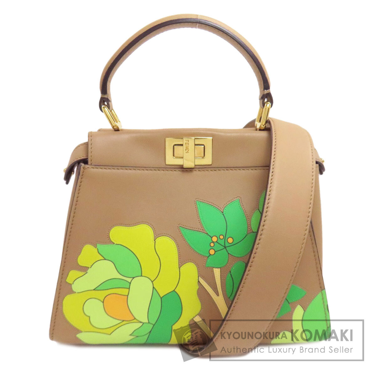FENDI フェンディ ピーカブー ミニ フラワー 2WAY ハンドバッグ カーフ