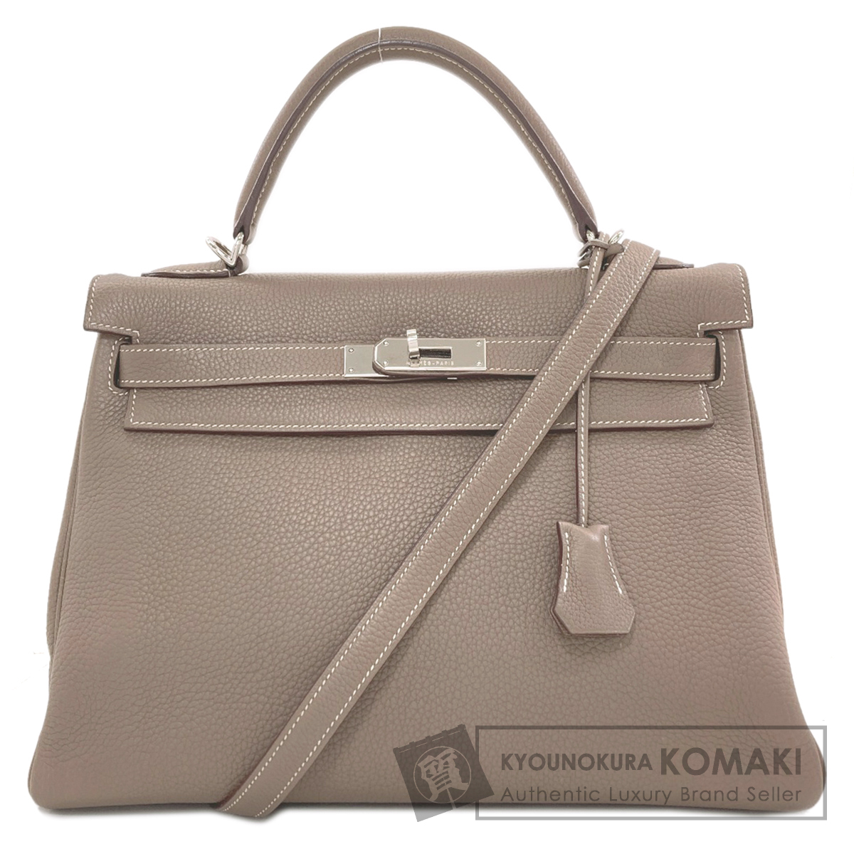エルメス ハンドバッグ ケリー32 内縫い エトープ シルバー金具