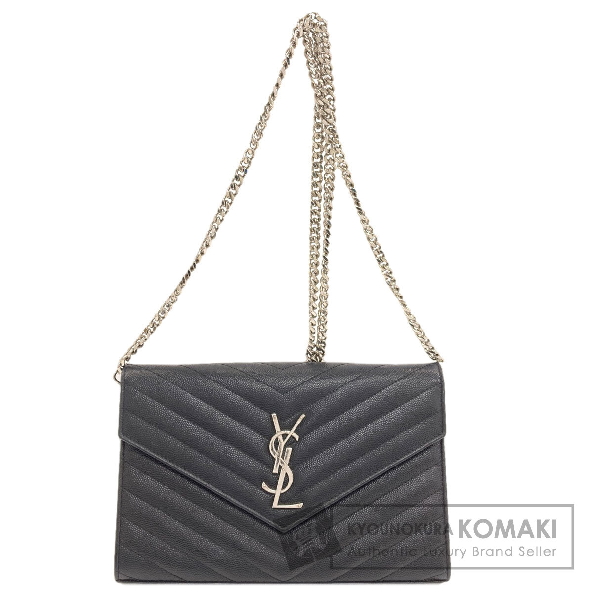 YVES SAINT LAURENT イヴ・サンローラン チェーンショルダー Vステッチ 