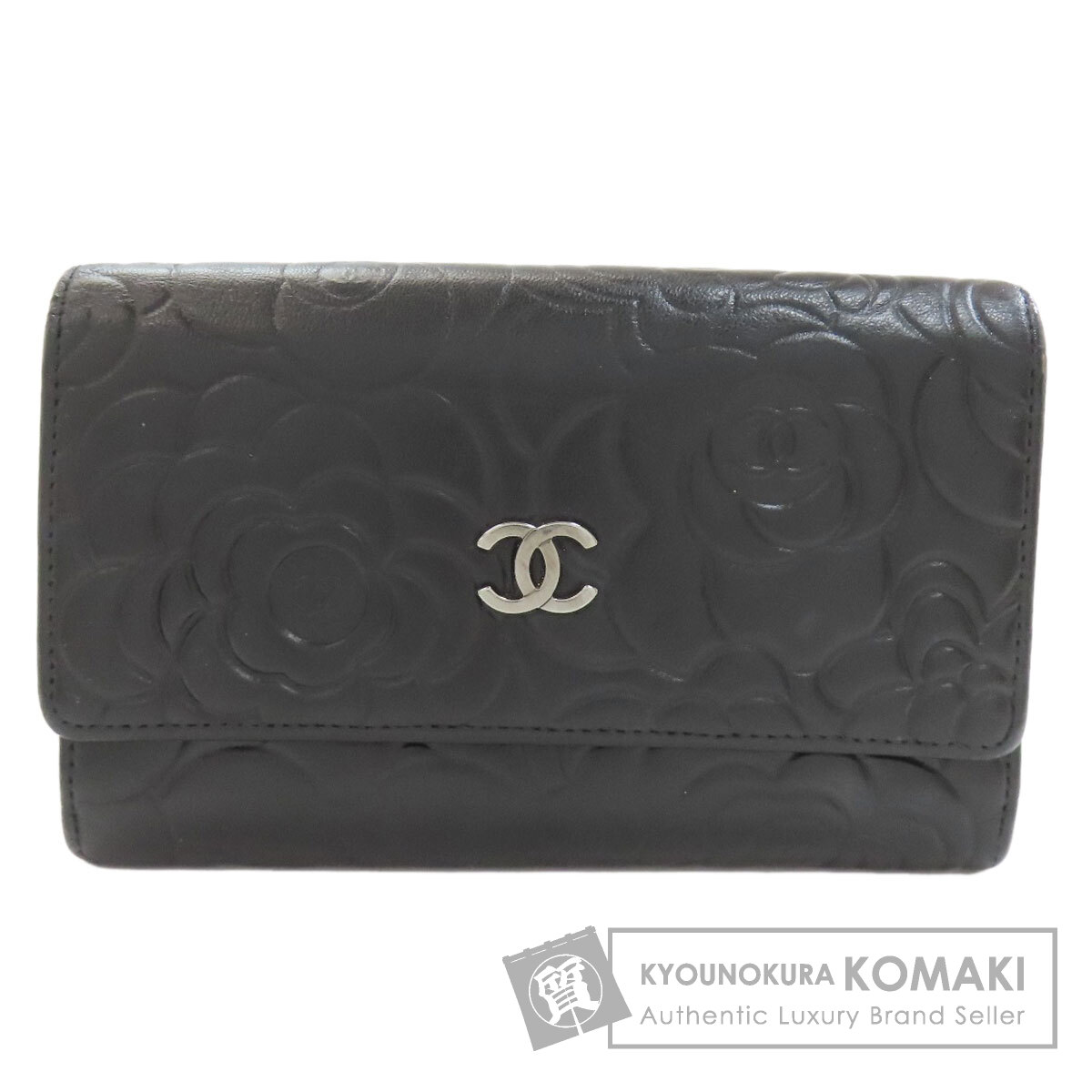 シャネル 長財布（小銭入れあり） カメリア シルバー金具