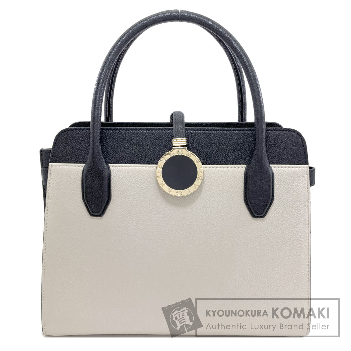 BVLGARI ブルガリ　アルバ　 ホワイト/ブラック　2WAY【極美品】 BVLGARI ブルガリ アルバ 2WAY ハンドバッグ カーフ レディース [中古