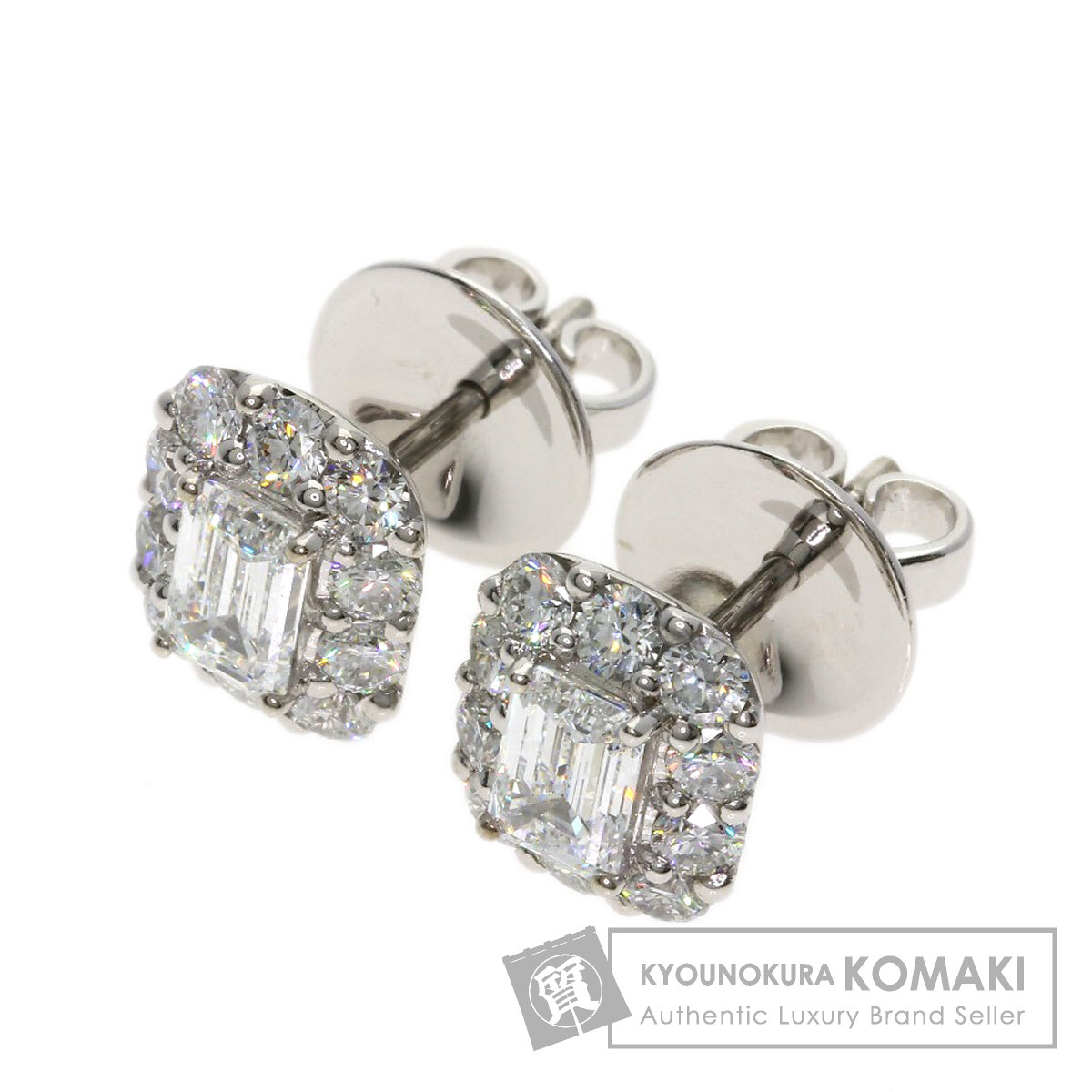 グラフ ピアス エメラルドカット ダイヤモンド