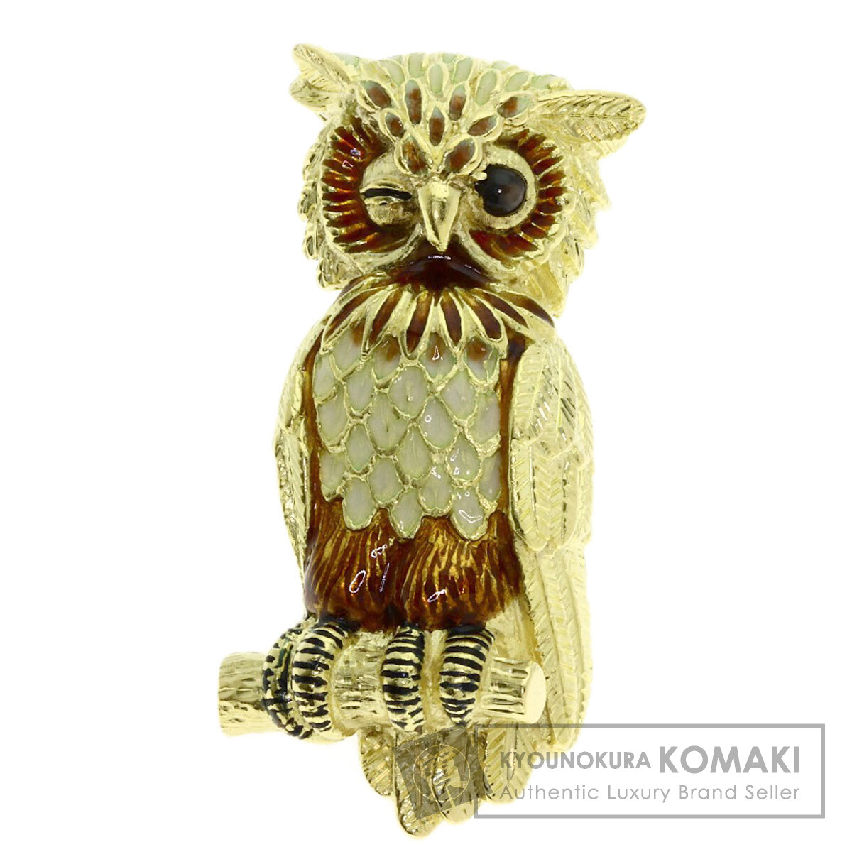 ティファニー ブローチ フクロウモチーフ キャッツアイ
