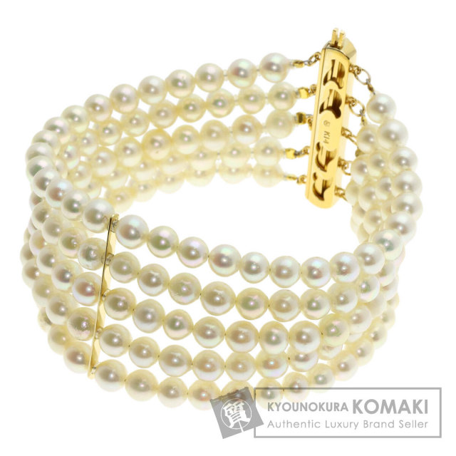 MIKIMOTO ミキモト パール 真珠 5連 ブレスレット K14イエローゴールド