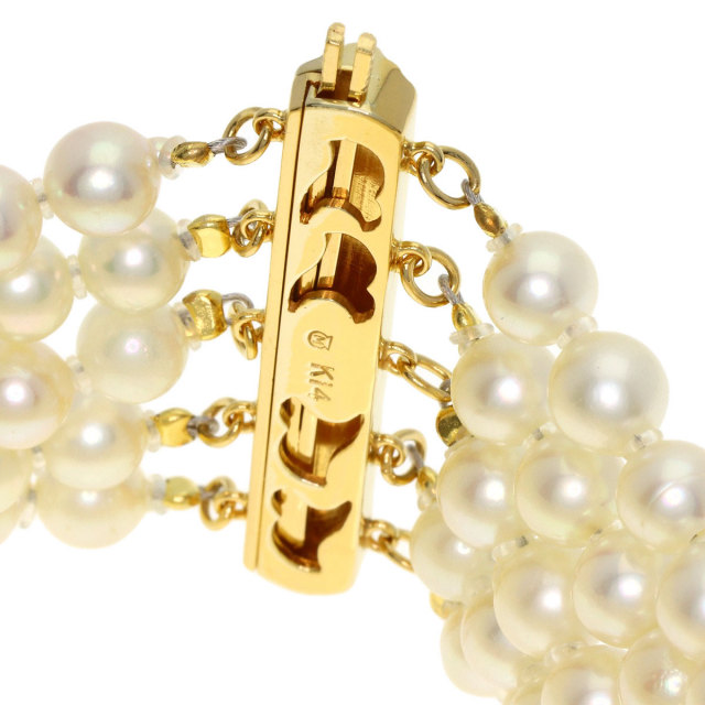MIKIMOTO ミキモト パール 真珠 5連 ブレスレット K14イエローゴールド