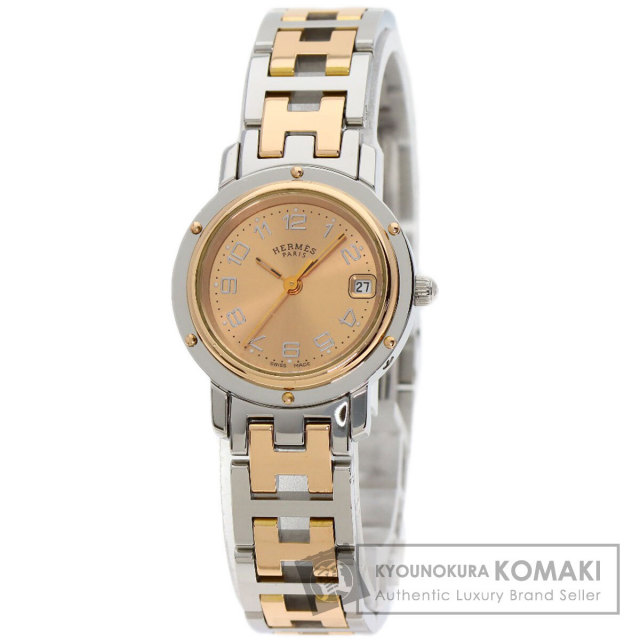【中古】HERMES クリッパー 腕時計 CL4.220 シルバー ゴールド エルメス[10][240010432826] HERMES - 【中古】HERMES クリッパー 腕時計 CL4.220 シルバー