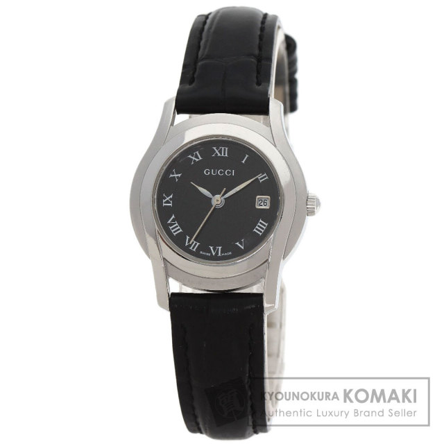 GUCCI グッチ 5500L ラウンドフェイス 腕時計 ステンレススチール/革