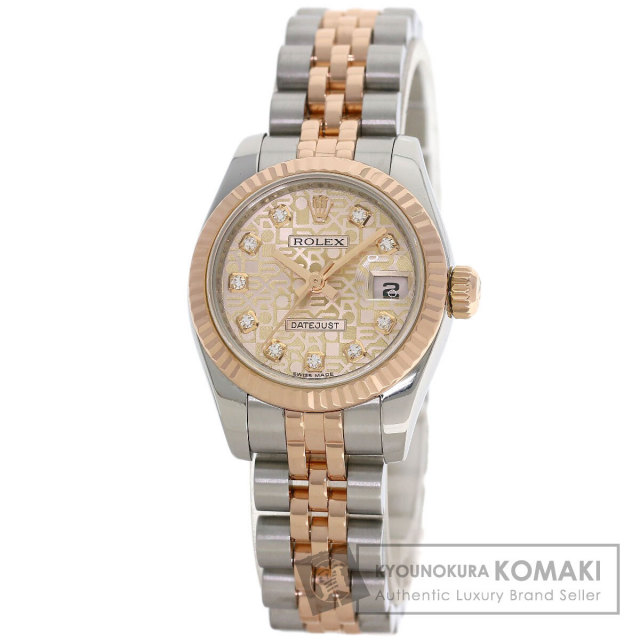ROLEX ロレックス 179313NG デイトジャスト 10P ベゼルダイヤモンド 腕時計 SS SSｘK18YG K18YG レディース [中古] ROLEX ロレックス 179313NG デイトジャスト 10P ベゼルダイヤモンド