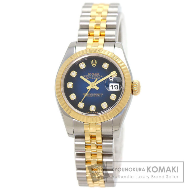 ロレックス 腕時計 デイトジャスト 10P ダイヤモンド ブルーグラデーション