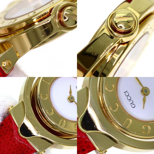 GUCCI グッチ 6600L ターンフェイス 腕時計 GP/革 レディース [中古