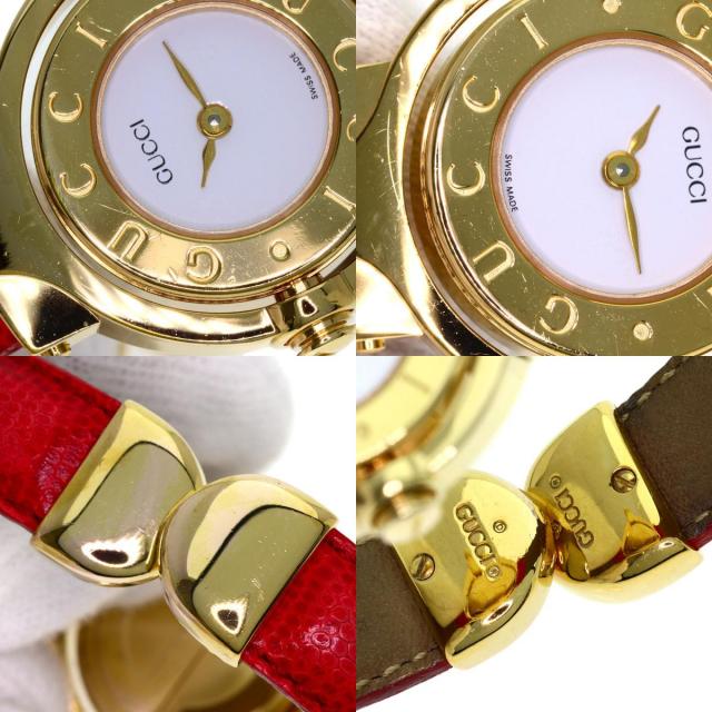 GUCCI グッチ 6600L ターンフェイス 腕時計 GP/革 レディース [中古