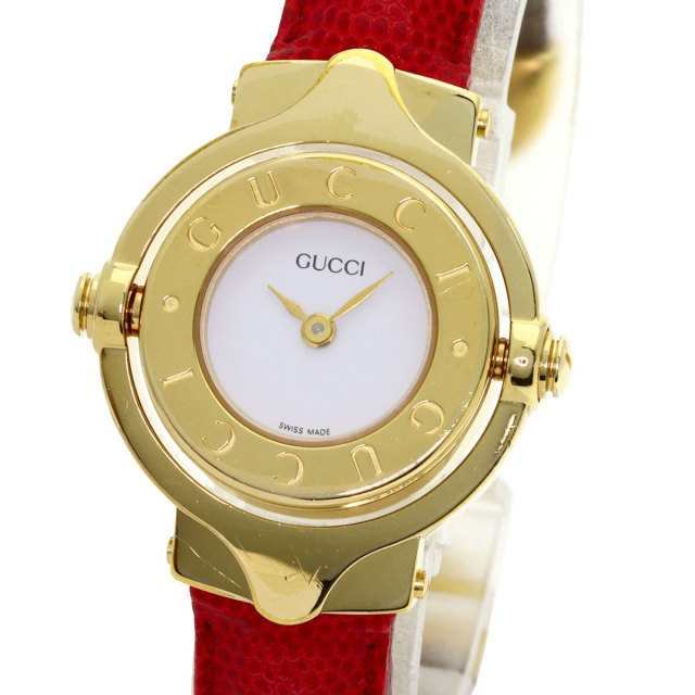 GUCCI グッチ 6600L ターンフェイス 腕時計 GP/革 レディース [中古