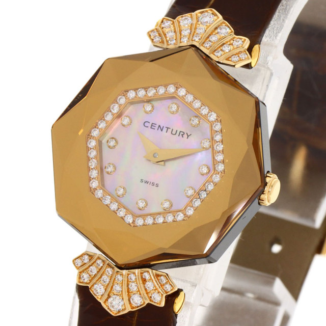 CENTURY センチュリー カリスマ 腕時計 K18PG 革 ダイヤモンド レディース [中古] CENTURY センチュリー 828.2.F.N4P.76.CJK カプリス ダイヤモンド
