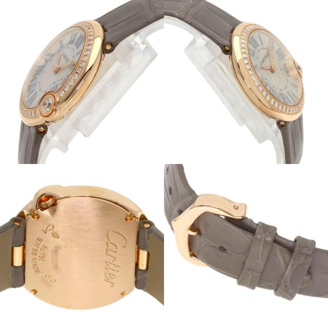 CARTIER カルティエ WJBL0008 バロン ブラン ドゥ カルティエ ベゼルダイヤモンド 腕時計 K18PG 革 レディース [中古] CARTIER カルティエ WJBL0008 バロン ブラン ドゥ カルティエ ベゼル