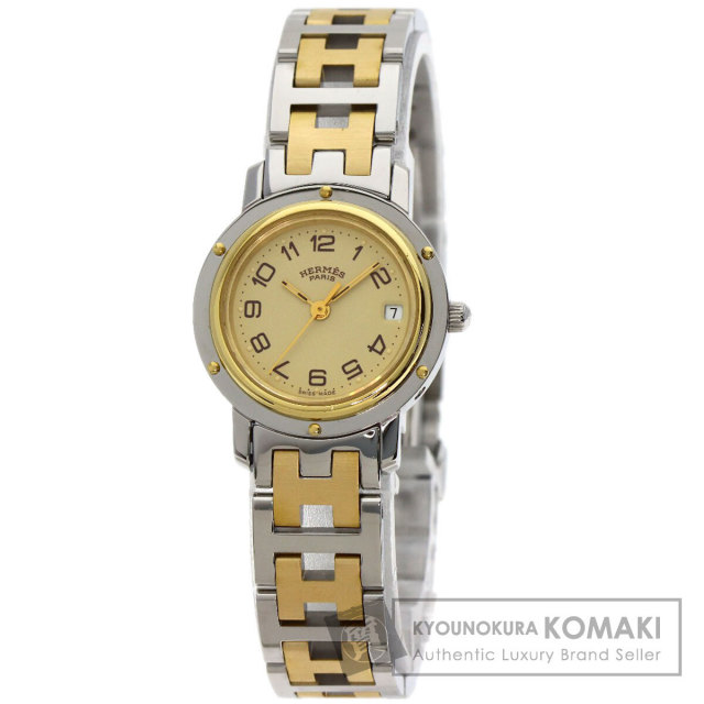 極美品✨HERMES エルメス クリッパー レディース 腕時計 cl4.220 HERMES エルメス CL4.220 クリッパー 腕時計 ステンレススチール/SSxGP