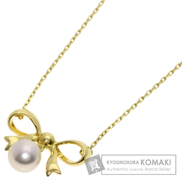 MIKIMOTO ミキモト リボンモチーフ パール 真珠 ネックレス K18 MIKIMOTO ミキモト リボンモチーフ パール 真珠 ネックレス K18