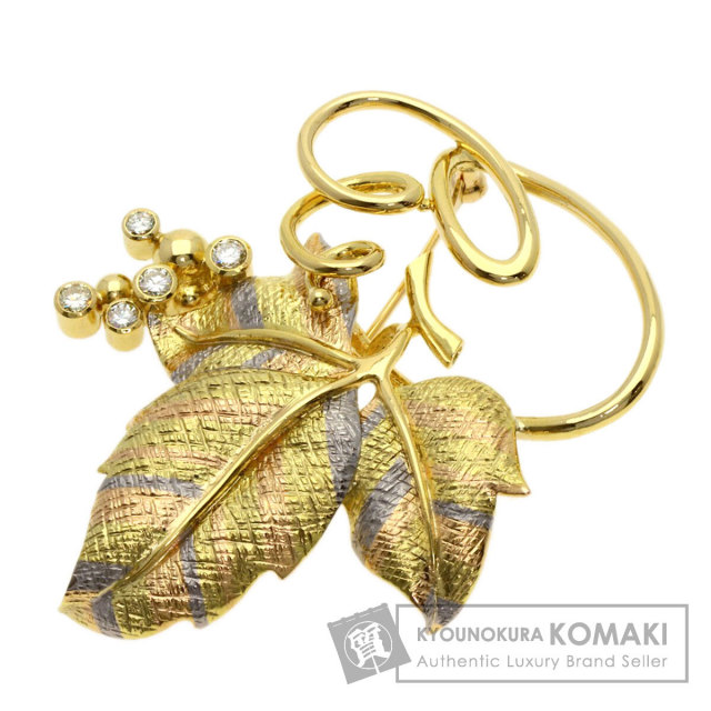 タサキ ブローチ 葡萄 リーフモチーフ ダイヤモンド