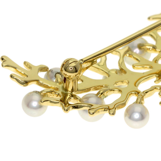 MIKIMOTO K18 ベビーパール(アコヤ真珠) ブローチ 品番m22-128 MIKIMOTO【ミキモト】 K18アコヤパール ルビーブローチ (NO.62085