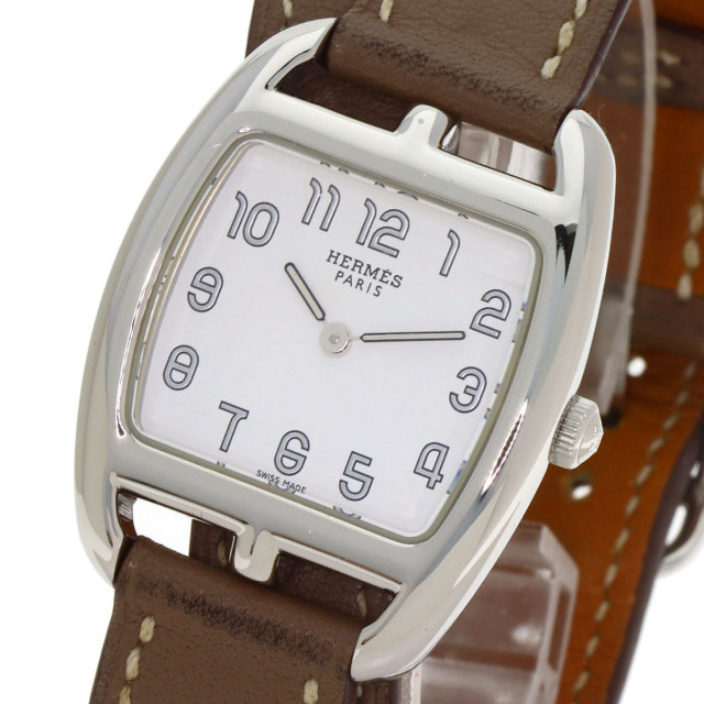 HERMES エルメス CT1.210 ケープコッド ドゥブルトゥール エトゥープ 腕時計 SS 革 レディース [中古] HERMES エルメス CT1.210 ケープコッド ドゥブルトゥール エトゥープ