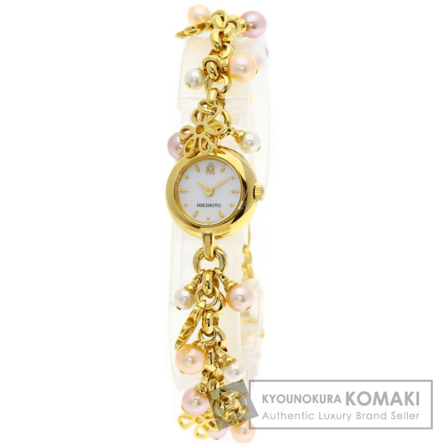 ミキモト MIKIMOTO パールウォッチ パールブレスレット 腕時計 K18イエローゴールド パール クオーツ ホワイト文字盤 レディース【中古】【Aランク】 ミキモト MIKIMOTO パールウォッチ パールブレスレット 腕時計 K18