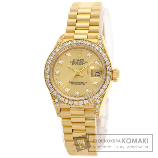 ロレックス Rolex K18YG ベルトコマ 3コマ レディース (M) ROLEX ロレックス 69158G デイトジャスト ベゼル ダイヤモンド 腕時計