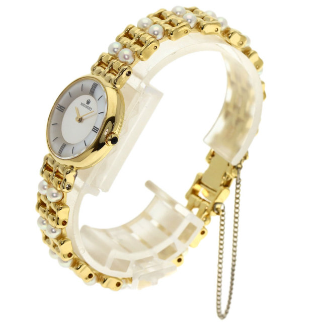 MIKIMOTO ミキモト パールウォッチ 腕時計 SS 革 レディース [中古] MIKIMOTO - MIKIMOTO ミキモト パールウォッチ 腕時計 SS 革