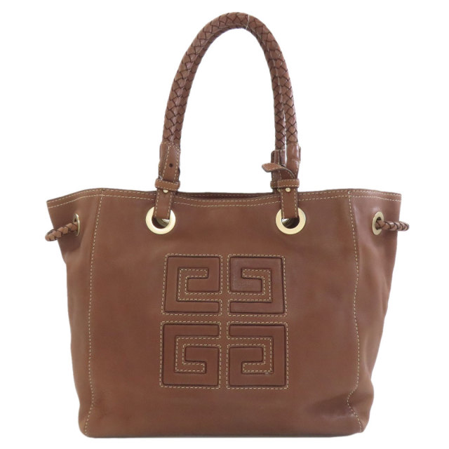 GIVENCHY ブラウンレザートートバッグ GIVENCHY ジバンシー ロゴ トートバッグ レザー レディース [中古