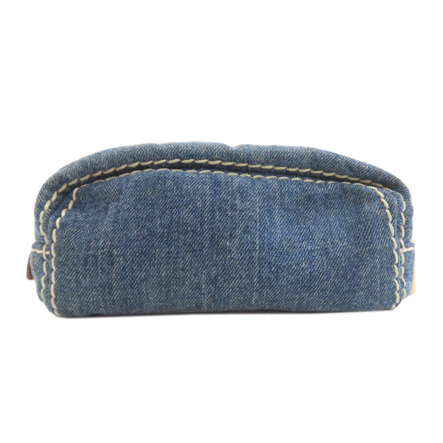 PRADA プラダ ロゴ金具 化粧ポーチ デニム レディース [中古] ブランド