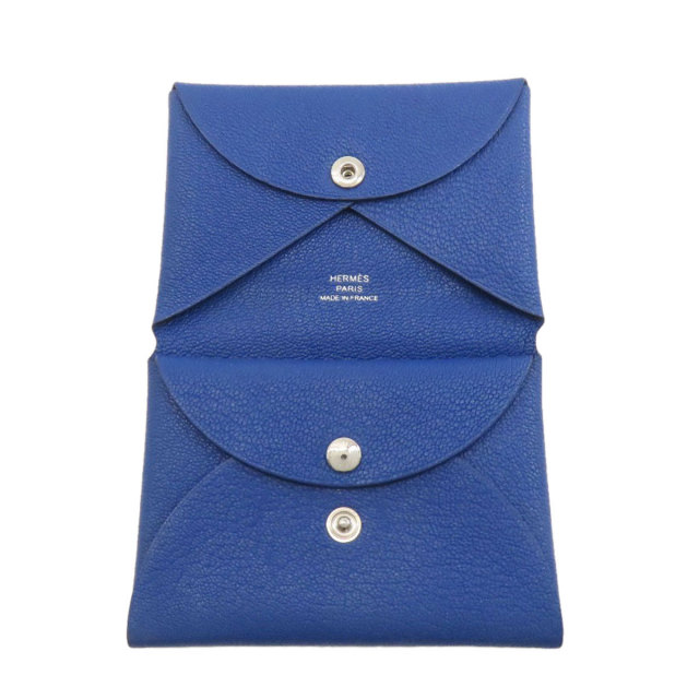 エルメス カードケース カルヴィデュオ ブルーフランス シルバー金具