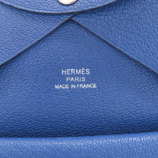 エルメス カードケース カルヴィデュオ ブルーフランス シルバー金具