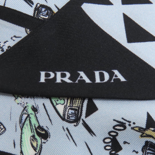 PRADA プラダ プリントシルクツイル スキニースカーフ スカーフ シルク