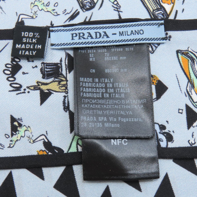 PRADA プラダ プリントシルクツイル スキニースカーフ スカーフ シルク