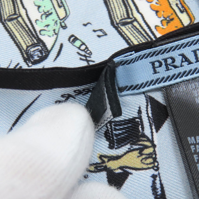 PRADA プラダ プリントシルクツイル スキニースカーフ スカーフ シルク