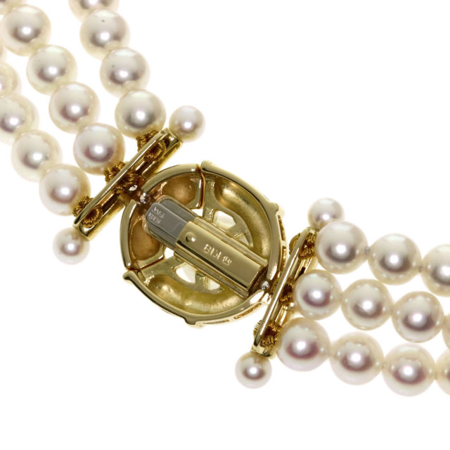 MIKIMOTO ミキモト 3連 アコヤベビーパール 真珠 ダイヤモンド 
